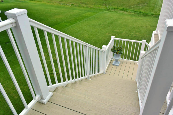 AFCO Rail 100 Series Fixed Stair Over-the-Top White Textured