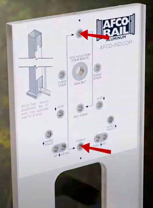 AFCO Rail installation tool, location marks